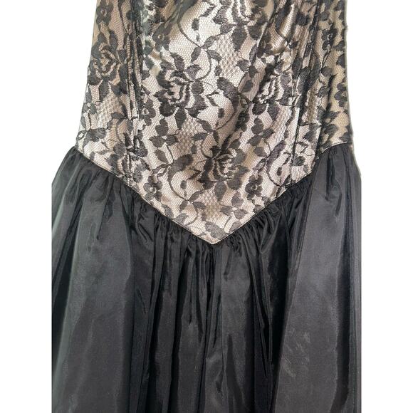 Vintage Gunne Sax Jessica McClintock Black Lace Party Strpls Dress Junior Sz 9 - Picture 9 of 13